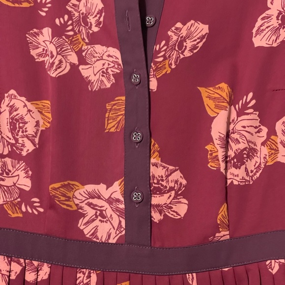 📣LAST CALL - ModCloth burgundy and orange pleated collar dress - Size 6 - Picture 4 of 5